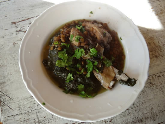 Agneau aux lentilles et aux blettes