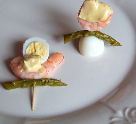 pinchos oeuf crevette asperge