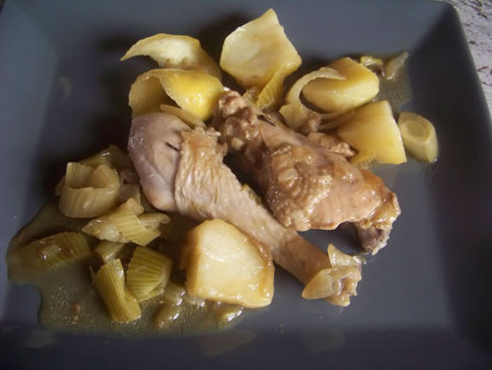 poulet aux fenouils, citron et pommes de terre