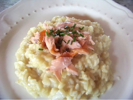Risotto aux topinambours et saumon fumé