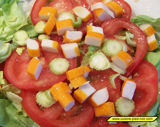 salade de crudités et surimi