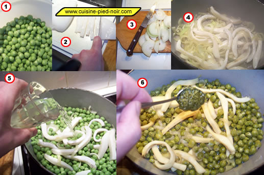 seiches aux petits pois et au basilic