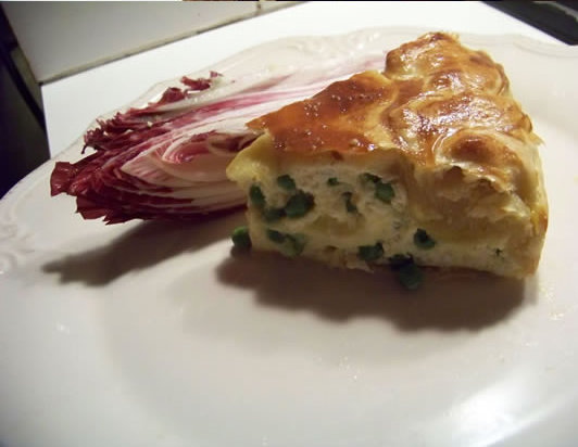 tourte à la brousse et aux petits pois