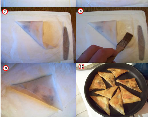 triangles au foie gras, volaille et champignons