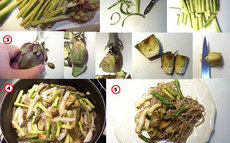 recette de pâtes de sarrasin aux seiches et légumes de printemps