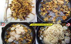 recette de spaghetti aux saint-Jacques et champignons des bois