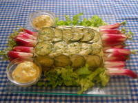 Un ensemble Courgettes. Cabillaud rehauss� d�ailloli 