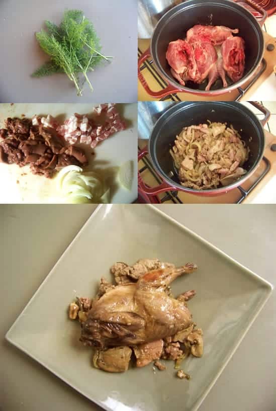 préparation des cailles à la porchetta