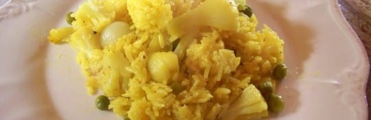 riz jaune aux petits pois
