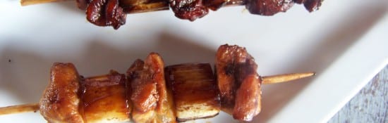 brochettes de poulet et poireau sauce yakitori