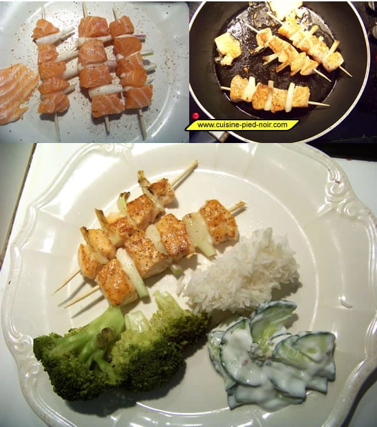 brochettes de saumon aux échalotes et 5 épices