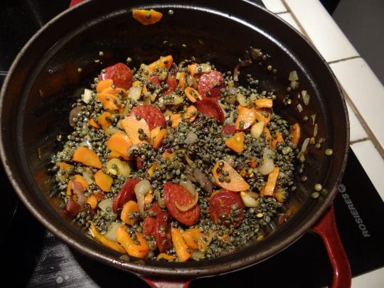 lentilles pilaf au chorizo