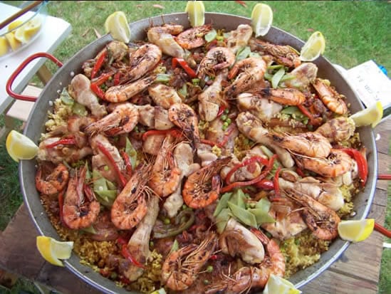 paella aux 3 viandes et gambas