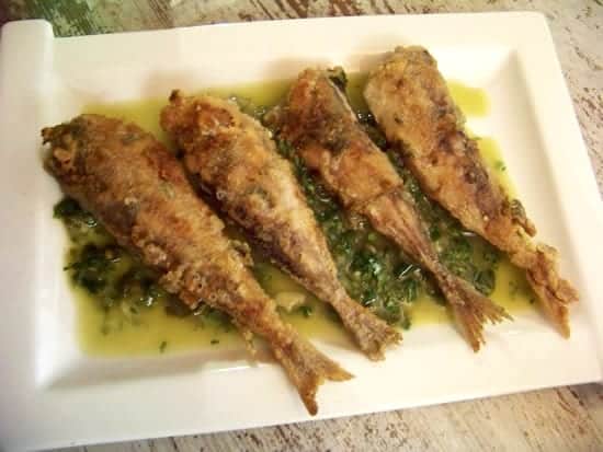 chinchards frits en sauce verte