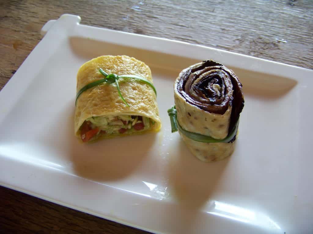 rouleaux d'omelette aux légumes